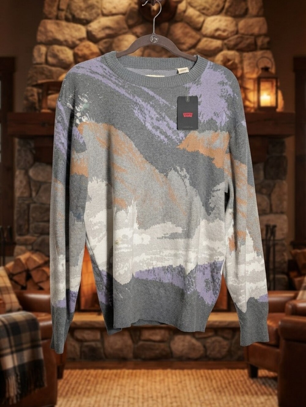Levi's Stay Loose Crewneck Sweater, "Mountain Landscape Dusk" colorway Men's Sm